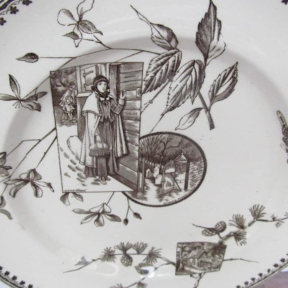 Rare 1800s Victorian Aesthetic Movement china Butterflies Brown Transferware - Picture 1 of 10